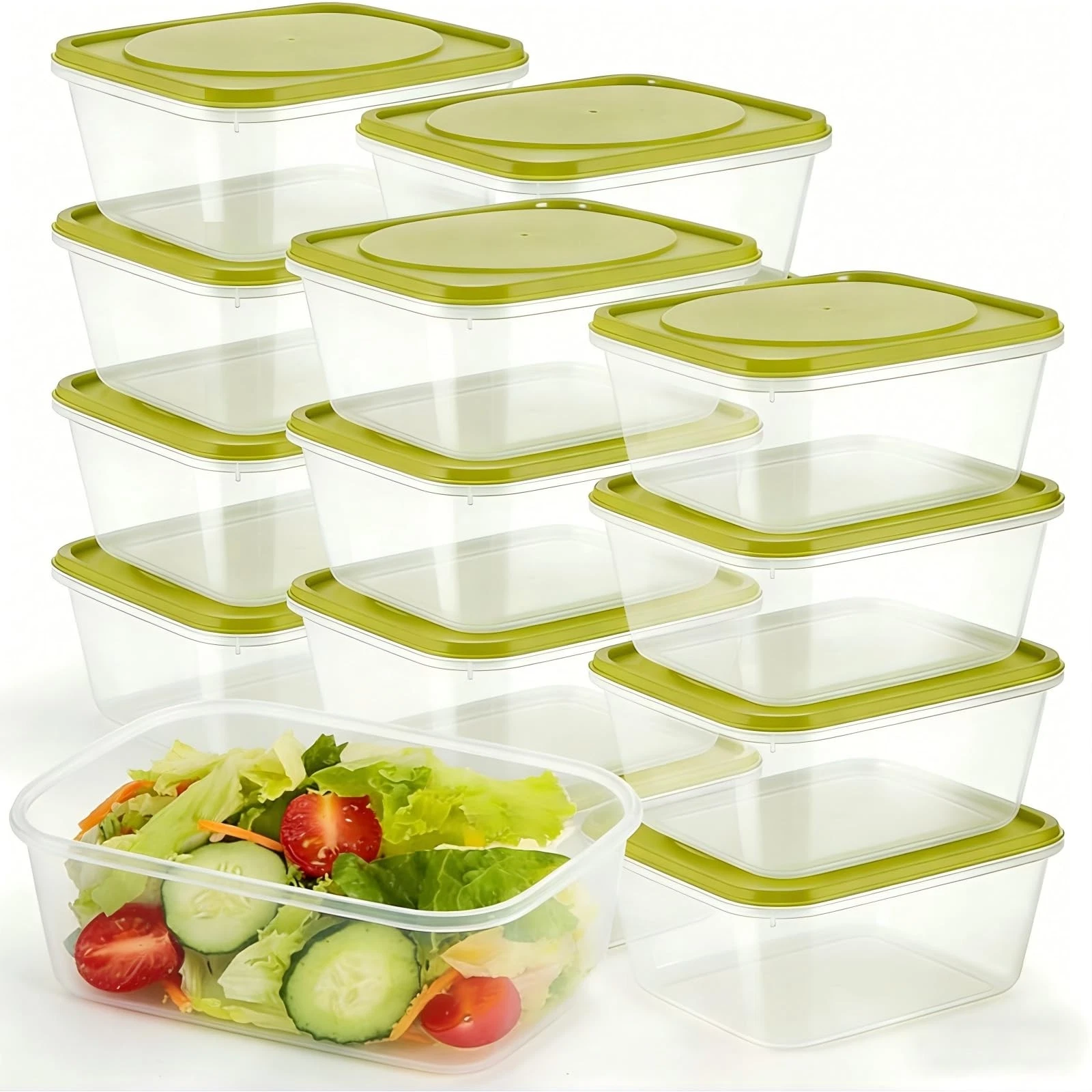 16 Pcs Square Food Storage Containers, Prep Containers Reusable with Plastic ...