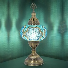 Free LED Bulb Included Handmade Turkish Mosaic Table Lamp, Boho Moroccan Style
