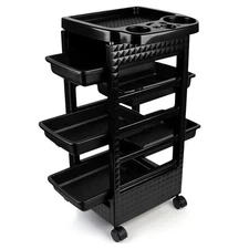 5-Tier Black Salon Hairdressing Rolling Cart with Wheels –Mobile Storage Trolley