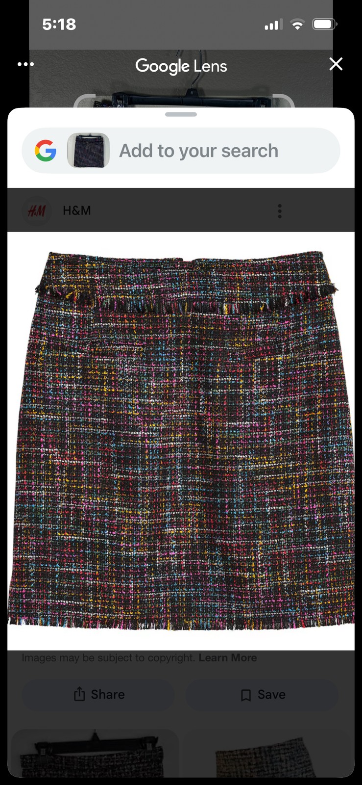 H&M Black Multicolor Tweed Mini Skirt Fringe Hem Lined Size 6 thumbnail 2