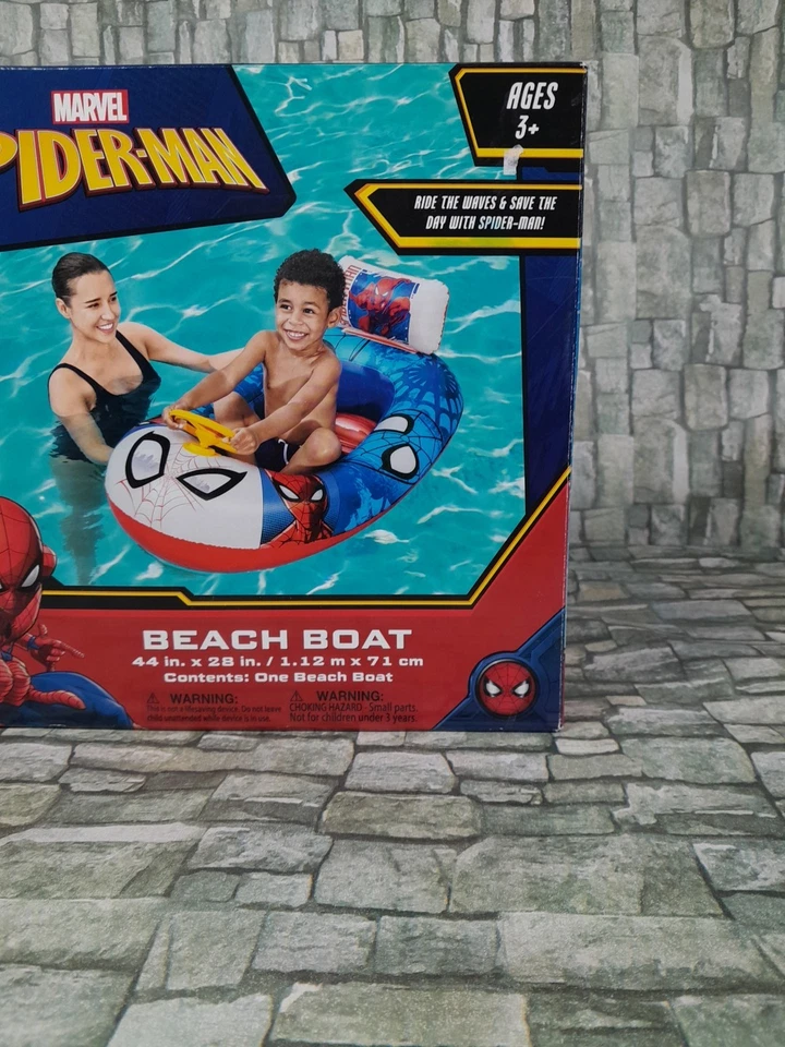 Flotador inflable de piscina Marvel Spiderman Beach Boat 44 pulgadas x 28 pulgadas Foto 3 de 4