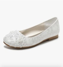 Emily Bridal Women's Silk Like Satin Flat Heel Closed Toe Flats