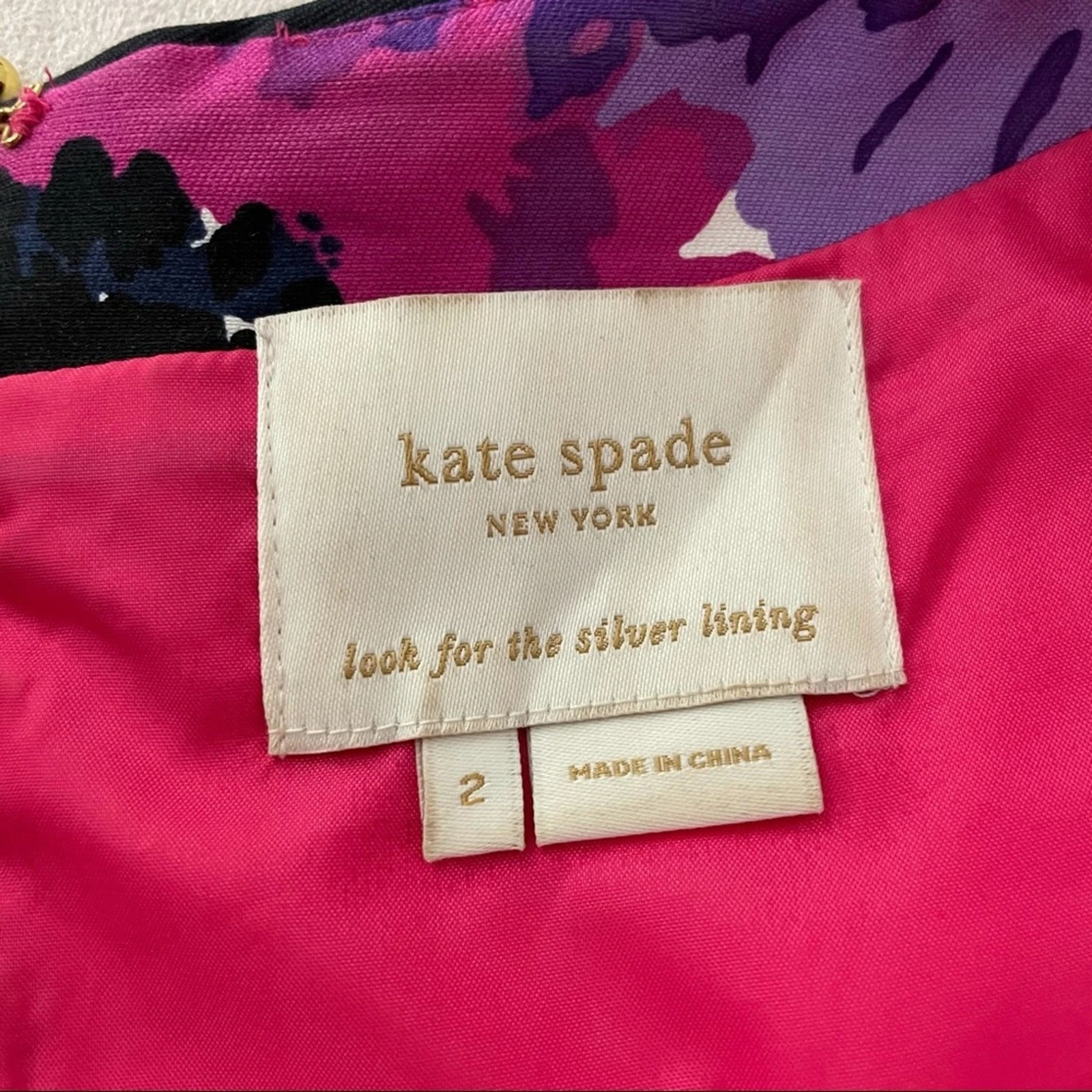 Abito Kate Spade Josie seta tubino floreale nero cintura fiocco taglia 2 tasca senza maniche