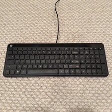 HP KBAH21 USB Wired Super Slim Thin Black PC Keyboard Lightweight Tested