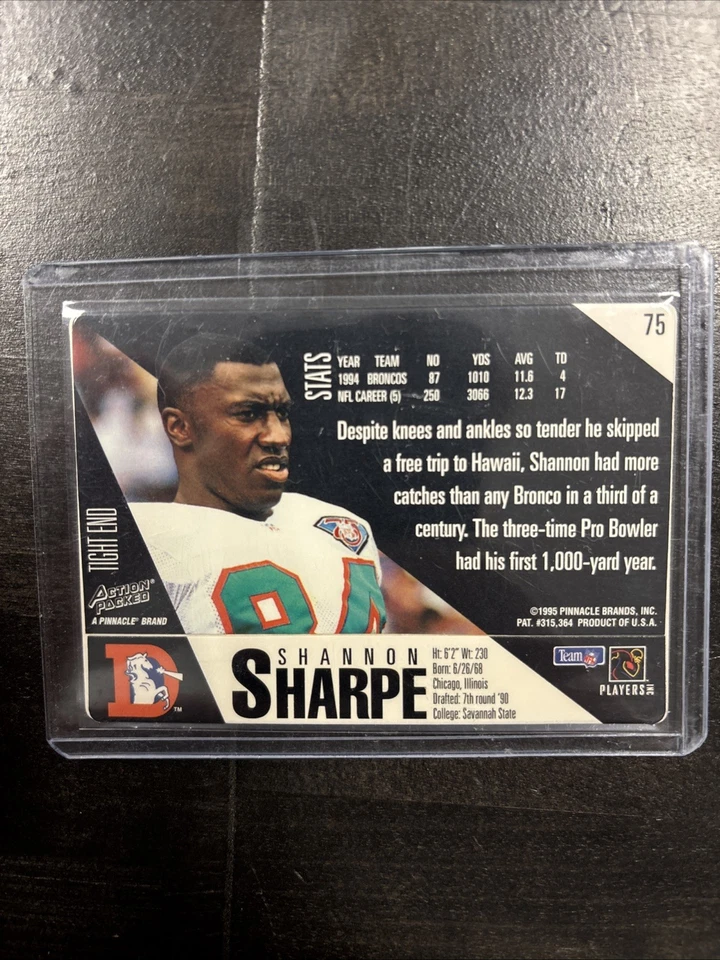 Rare Funny Shannon Sharpe 1995 Action Packed Parallel #75 Broncos - Image 2 of 2