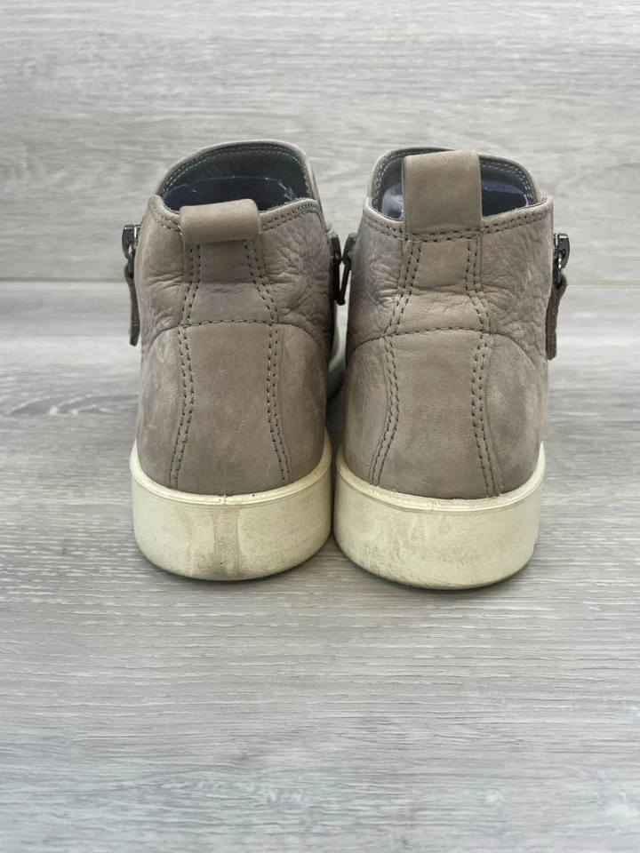 ECCO Bella Mujer 8 Gris Botín Cuero Bota Tobillo Motociclista Comodidad Cremallera Lateral Plana Foto 4 de 4