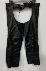 Baja California Mens Black Leather Adjustable Belt Riding Chaps Size Medium