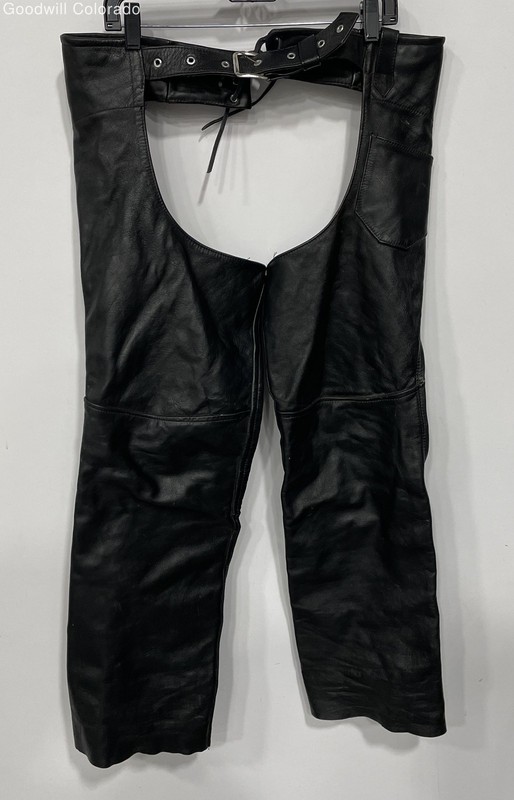 Baja California Mens Black Leather Adjustable Belt Riding Chaps Size Medium