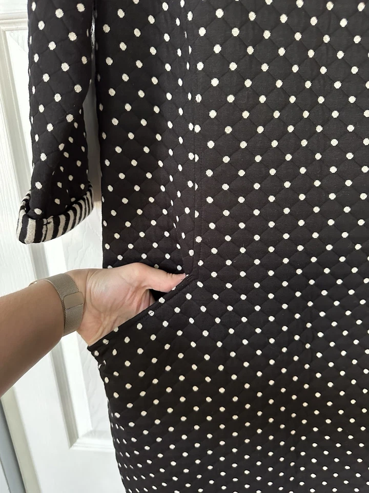 Vestido acolchado BODEN para mujer 12 días lunares negro dorado cremallera manga 3/4 Foto 2 de 4