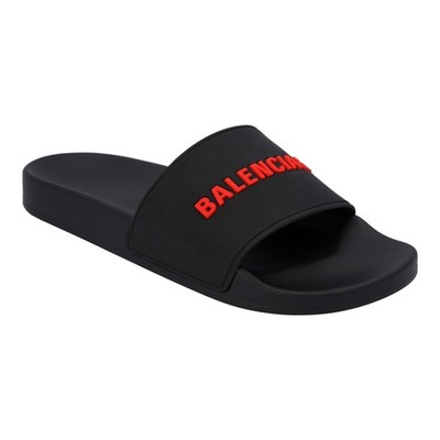 Balenciaga Logo Band Rubber Slide Black Herren Sandalen Schwarz