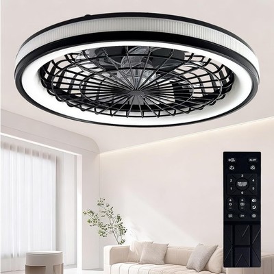 20'' Ceiling Fan with Lights,Enclosed Fan with Light Flush Mount, 6 Wind Speed...