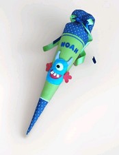 Schultüte Zuckertüte Stoff genäht Monster mit Papprohling 70cm Junge