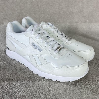 Reebok Classic Leather Shoes Mens Size 11.5 White Silver Metal Low Sneakers