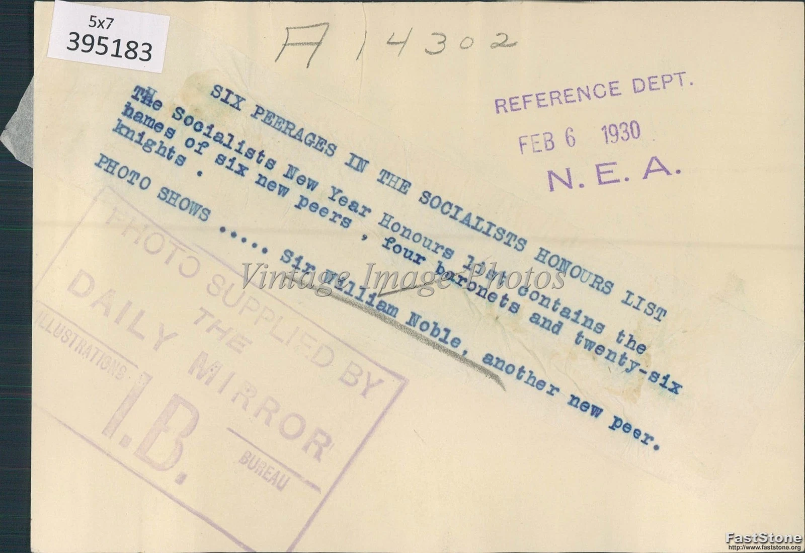 1930年 The Daily Mirror Sir Ian Noble New Peer フォーマルウェア 5x7 ヴィンテージ プレス 写真 - 画像2/2