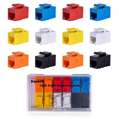 12 PCS Cat6 RJ45 Keystone Jack Insert Ethernet Patch Panel Multicolor