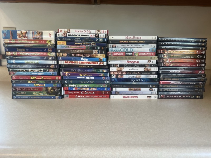 HUGE DVD LOT 67 MOVIES - Star Wars, Toy Story, Spider Man, Indiana Jones + More!