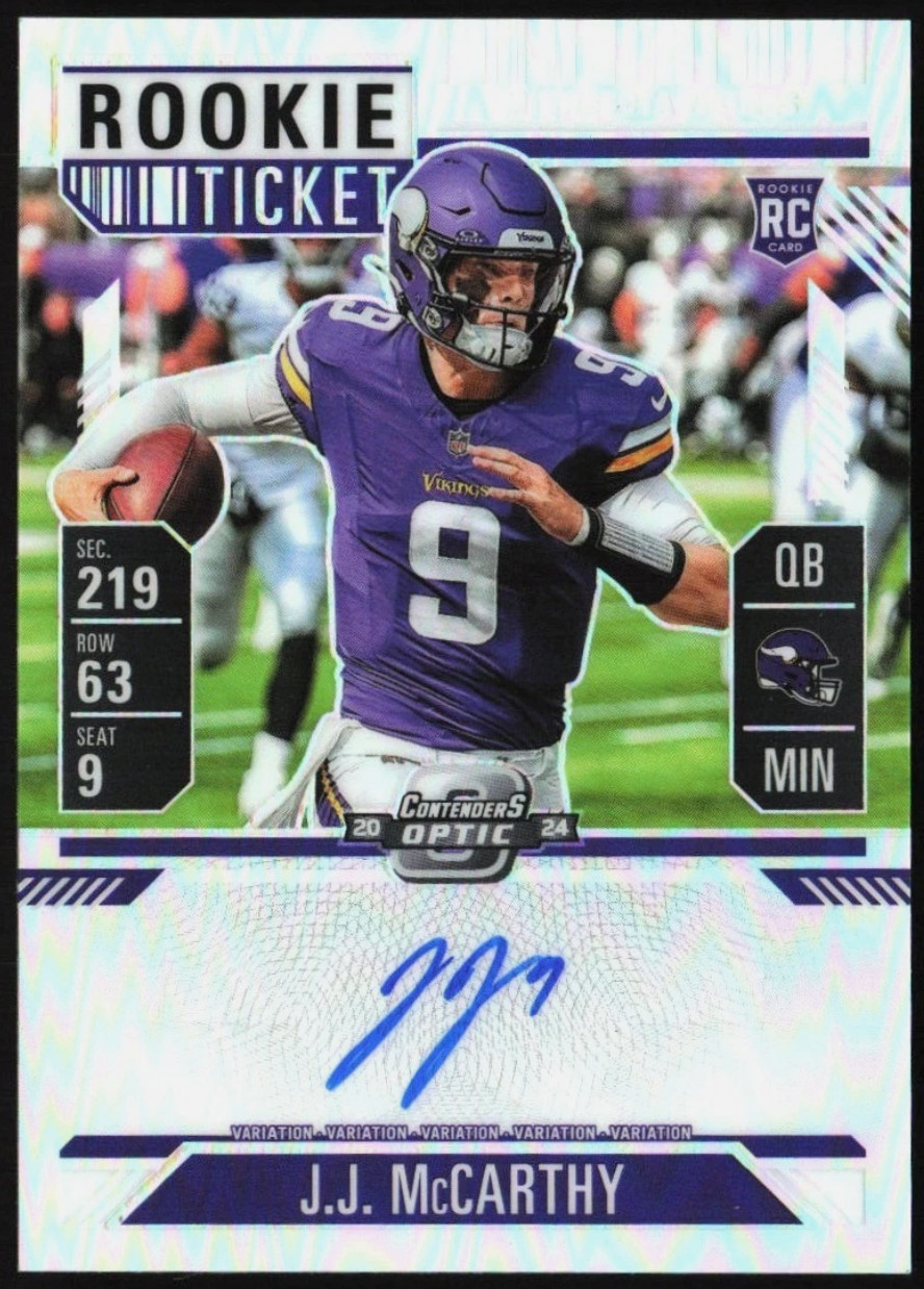 2024 Panini Contenders Optic Silver Prizm J.J. McCarthy Rookie Auto #101 SHARP!