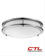 LED Flush Mount Ceiling Light 16in Dimmable 5000K Double Ring Fixture New