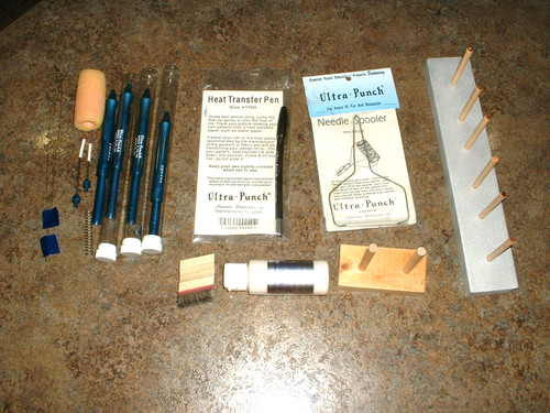 Large Lot ULTRA-PUNCH Needle Punch Set Tools, Fabric, Thread, Patterns