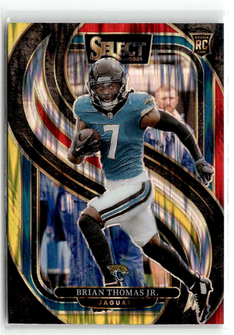 2024 Panini Select #143 Brian Thomas Jr. Red & Yellow Prizm Shock