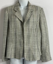 KASPER Petite Size 14P Multicolor Tweed Open Front Collared Blazer Jacket Lined