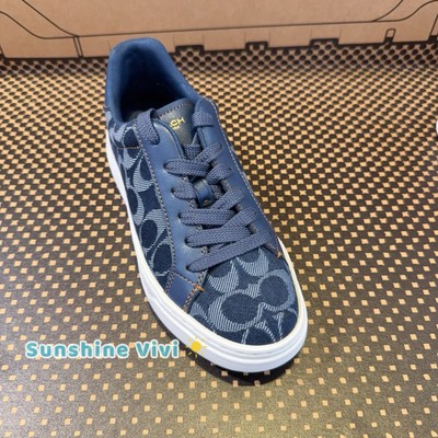 NEW Coach Woman High Line Sneaker Signature Denim Deep Blue CBO10