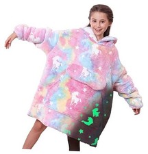Wearable Blanket Hoodie for Kids Wearable Blankets One Size Pink Unicorn