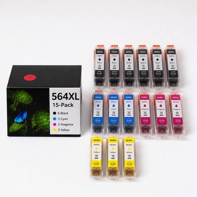 15 PK 564XL Ink Cartridge Replacement for HP 3520 5520 5511 4620 Printers
