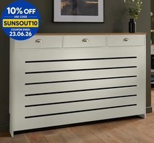 Image of Cream Radiator Cover Cabinet Traditional Modern MDF Wood Horizontal Shelf Large