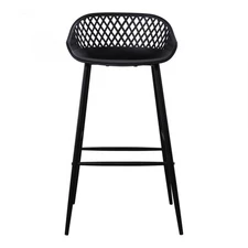 Pemberly Row Modern / Contemporary Outdoor Barstool Black-Set Of Two