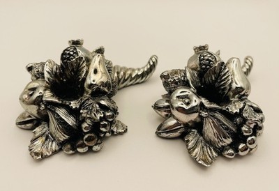 Laminato Argento Silver Plated Cornucopia Candleholders, Italy - a Pair