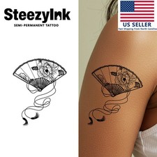 SteezyInk temporary tattoo Blooming Elegance Fan last upto 2 weeks 3 x 6 inch