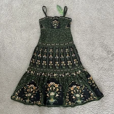 Farm Rio Black Flowers Arch Sleeveless Maxi Dress Sz L Linen NWT $260