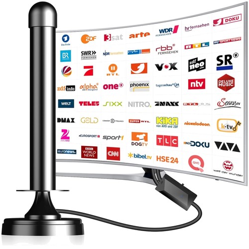 DVBT2 Antenne DVB-T2 Zimmerantenne TV-Antenne mit Verstärker 360° Empfang DVBT2 Antenne DVB-T2 Zimmerantenne TV-Antenne mit Verstärker 360° Empfang