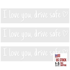 3pcs I Love You Drive Safe Decal, Car Rearview Mirror Decal with Heart Funny
