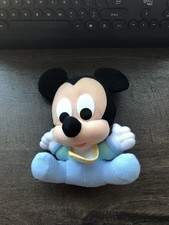 Vtg Disney Baby Mickey Mouse Plush w/Bib, Pre-owed