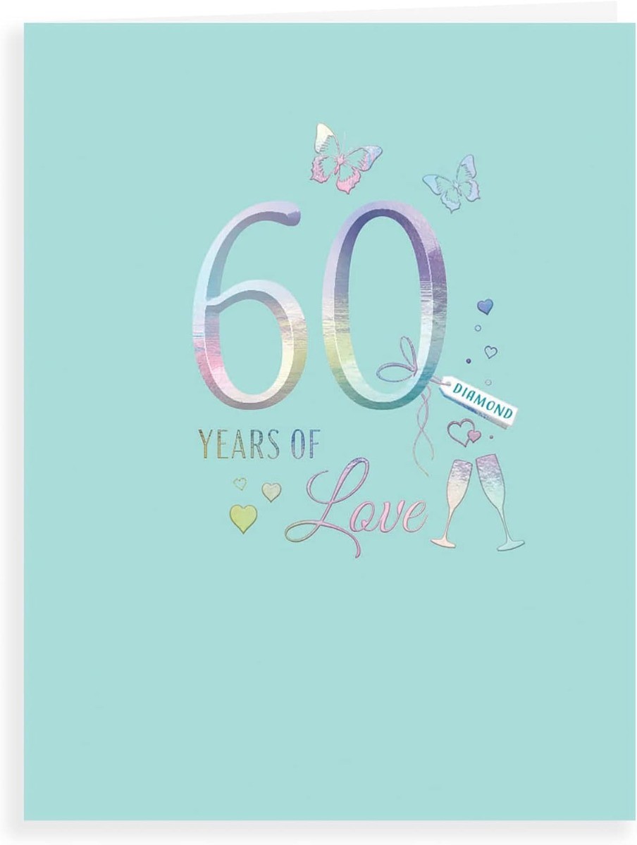 Diamond Anniversary Card. Modern Design. 19x13cm