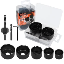 HORUSDY 8PCS Durable Hole Saw Kit (1"–2-1/8" / 25–54mm) with 2 Pcs Drill Bit