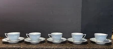 Vintage! Set Of 5! Minton Bone China Grey Cameo Tea Cups and Saucers