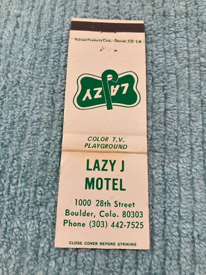 Matchbook Cover:  Lazy J Motel - Boulder, CO - 20 Strike - Unstruck
