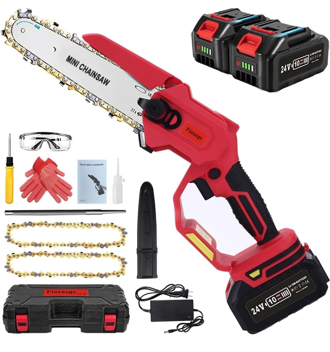 Kit Mini Motosega 6 Pollici 2 Batterie 3.0Ah - Libera il Tuo Giardino