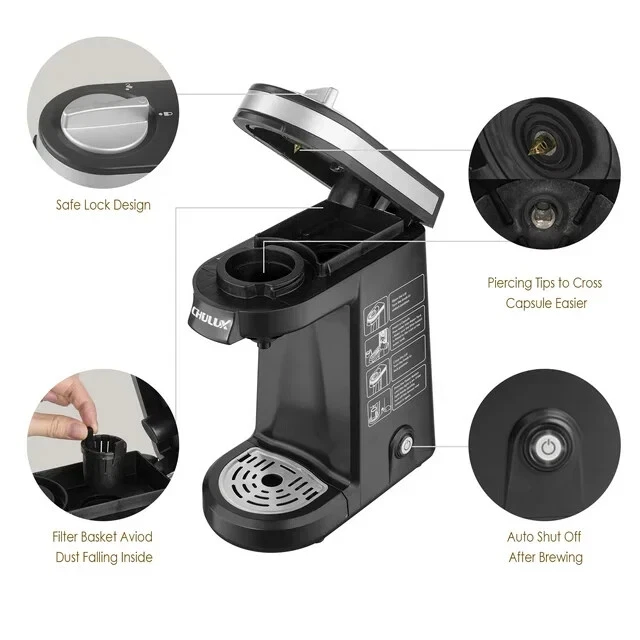 CHULUX Single Serve Coffee Maker for K Capsule and Ground Coffee, Single Cup - Image 4 of 4