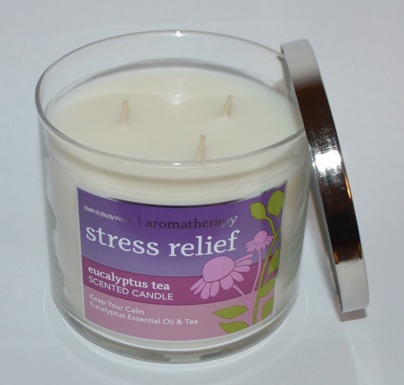 NEW BATH & BODY WORKS STRESS RELIEF EUCALYPTUS TEA CANDLE 3 WICK 14.5