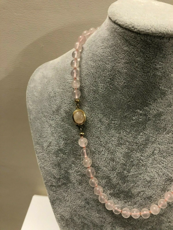Collana QUARZO rosa chiusura ARGENTO 800 - Immagine 3 di 4