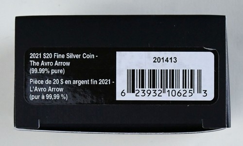 Moneda de plata fina Canadá 2021 $20 The Avro Arrow 99,99 % con estuche, caja y certificado de autenticidad - Imagen 5 de 14