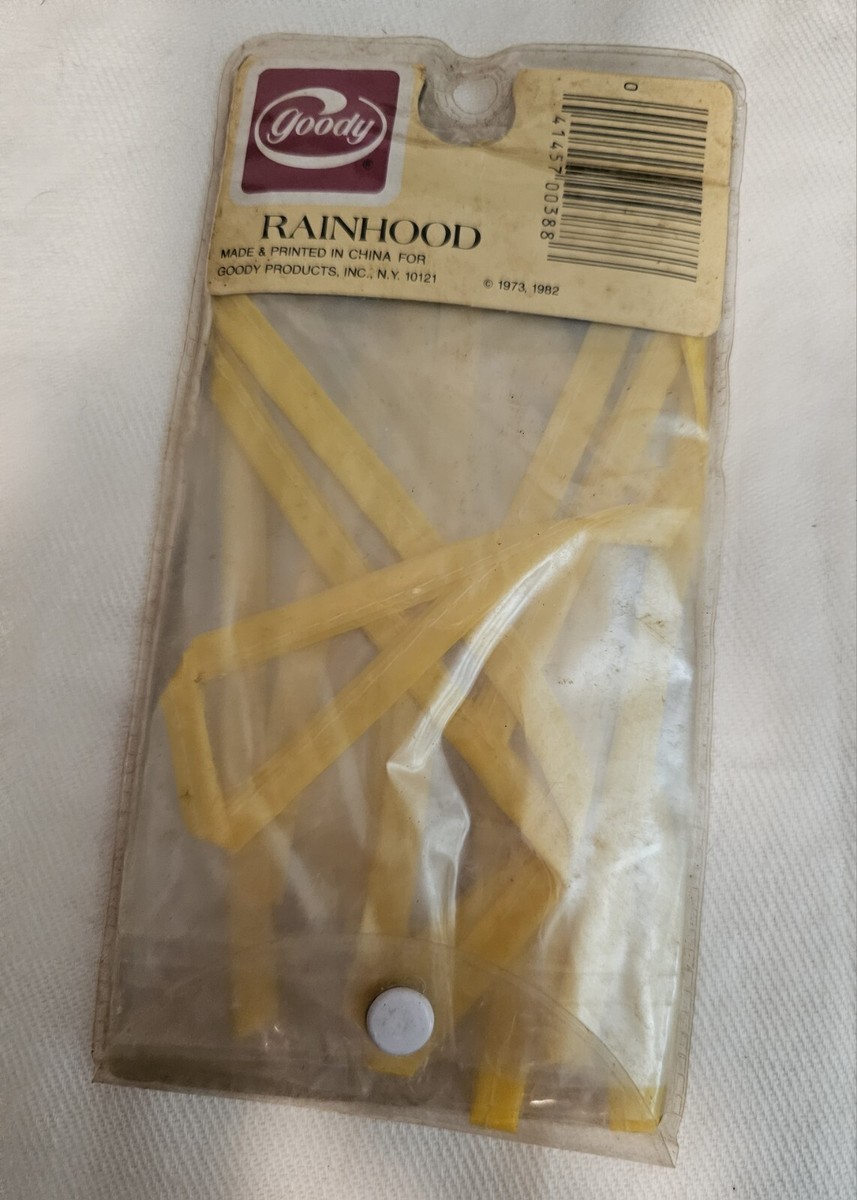 GOODY Yellow Rain Hood Bonnet Vintage With Purse Pouch Clear
