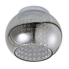 Litecraft Seren Ceiling Light Bathroom Flush With Smoke Shade - Chrome Clearance