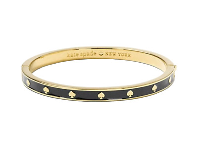 Kate Spade - Black and Gold Enamel Hinged Bangle Bracelet - Spot The Spade