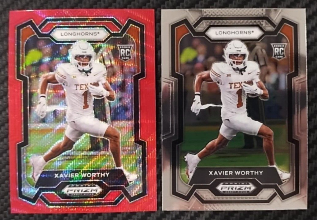 2024 Prizm Draft Xavier Worthy Red Wave Prizm+Base Rookie KC CHIEFS #153 MINT