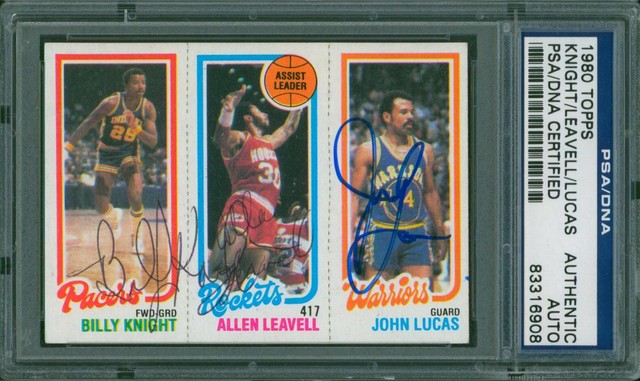 1980-81 Topps Billy Knight Allen Leavell RC John Lucas Triple Signed PSA/DNA